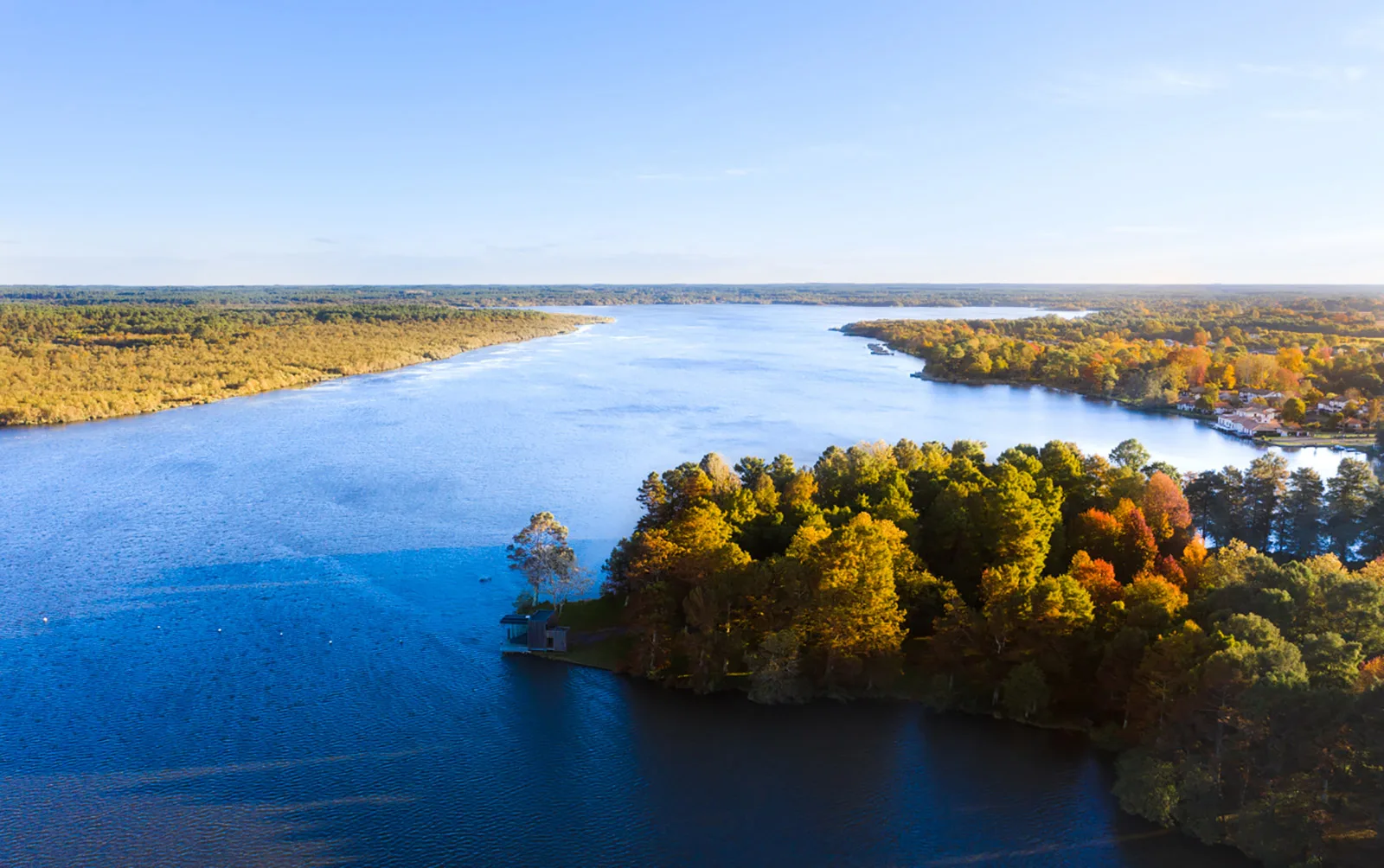 Le lac de Soustons vue du ciel