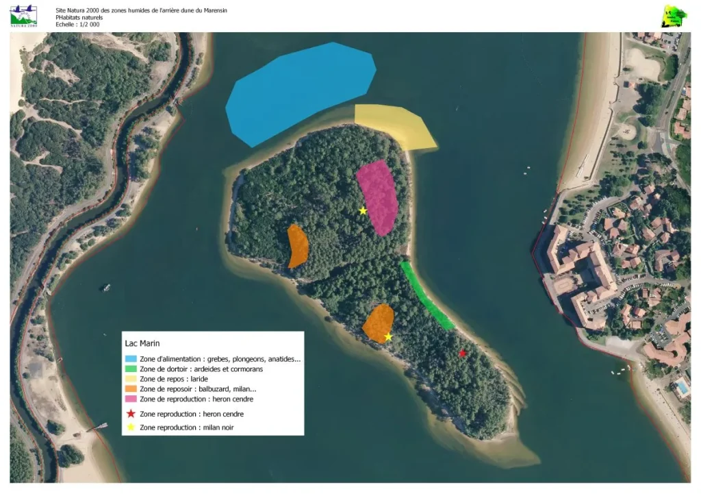 Carte natura 2000 lac de Port d'Albret