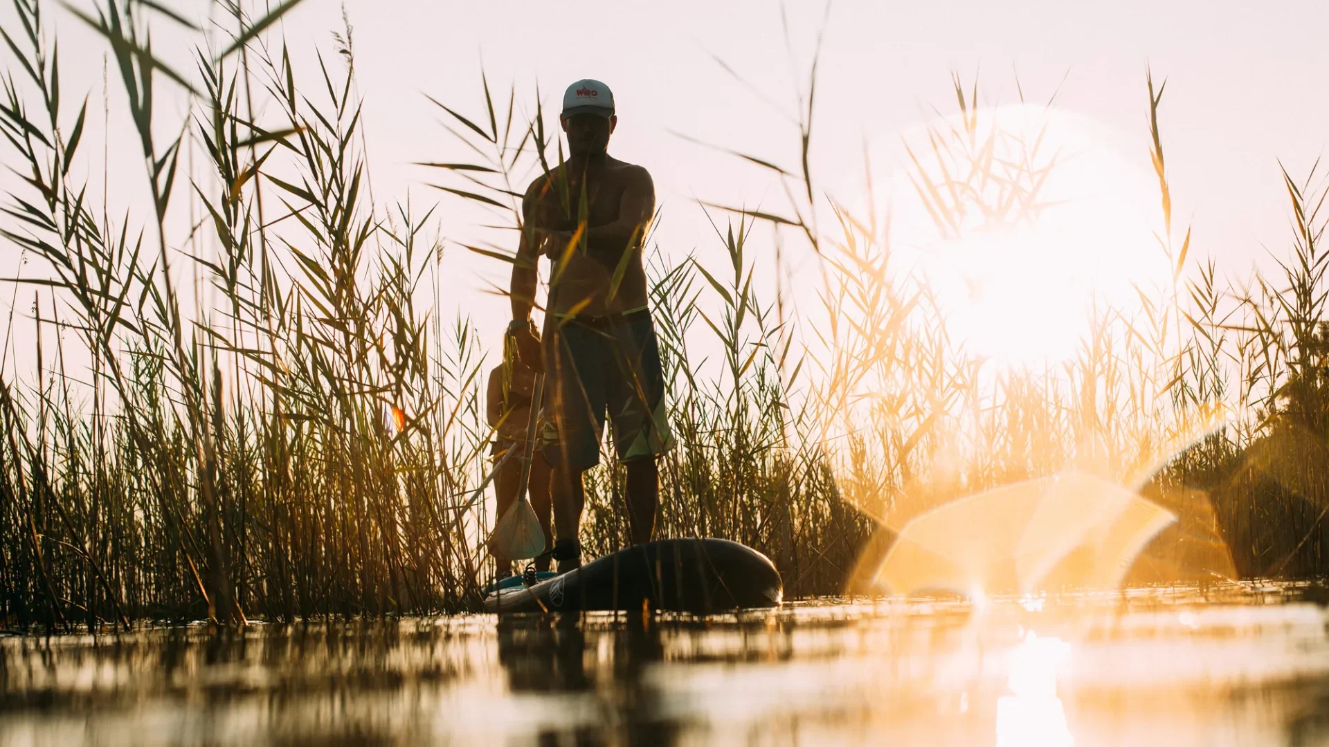 Balade en paddle sur un lac protégé zone natura 2000 dans les landes