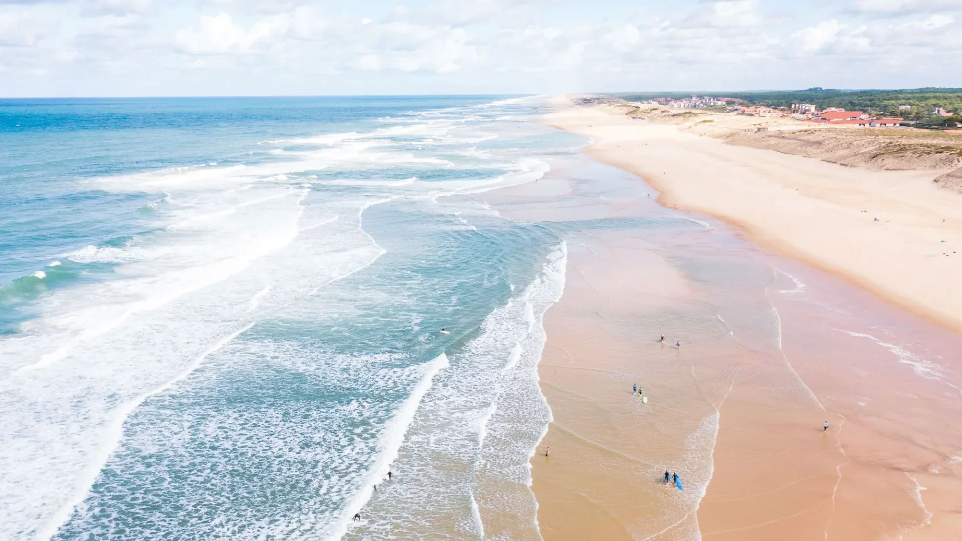 Vue aérienne plage landaise de Seignosse