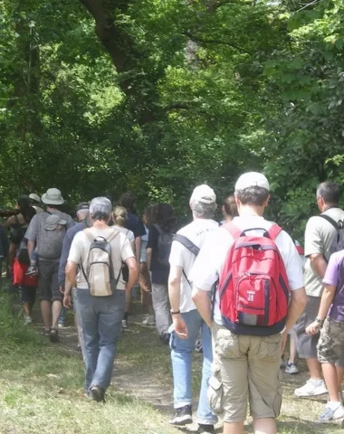 groupe de randonneurs qui partent en randonnée pédestre à Moliets-et-Maâ dans les Landes