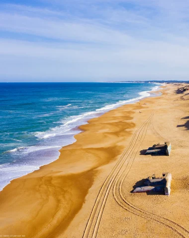 vue aérienne des Blockhauss de la plage de Labenne nord