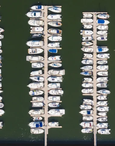 vue aérienne des anneaux du port de Capbreton